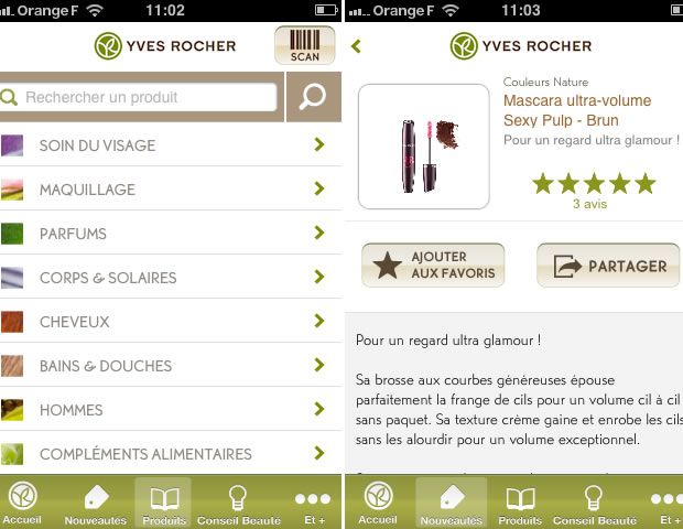 application yves rocher iphone