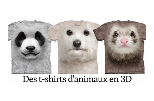 Des t-shirts 3D d’animaux