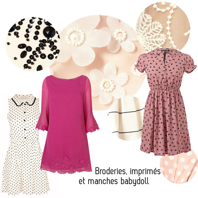 broderies, imprimés, manches babydoll