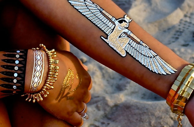 tatouages ephemeres dores