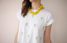 DIY — Un t-shirt à imprimé cactus (avec un tampon encreur fait maison)