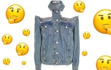 La veste en jean à épaules déchirées, pour être sûre de choper des coups de soleil cet été