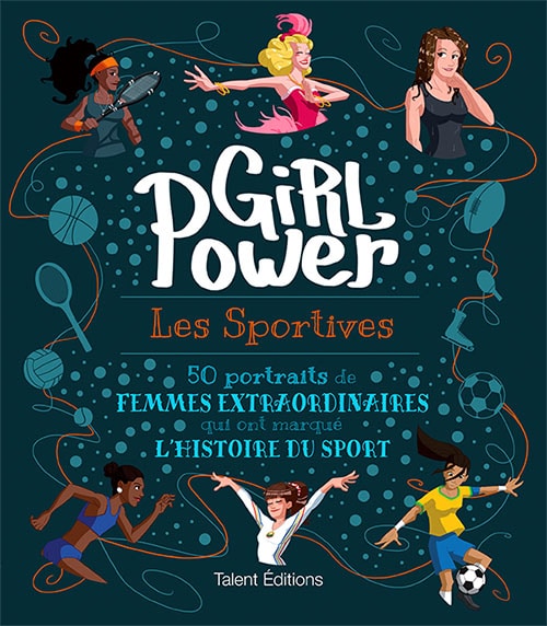 Un livre jeunesse avec des portraits de grandes sportives