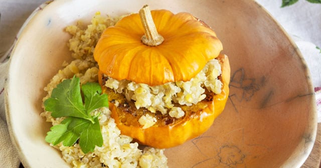 Recette courge Jack-be-little farcie aux quinoa, lentilles corail et ...